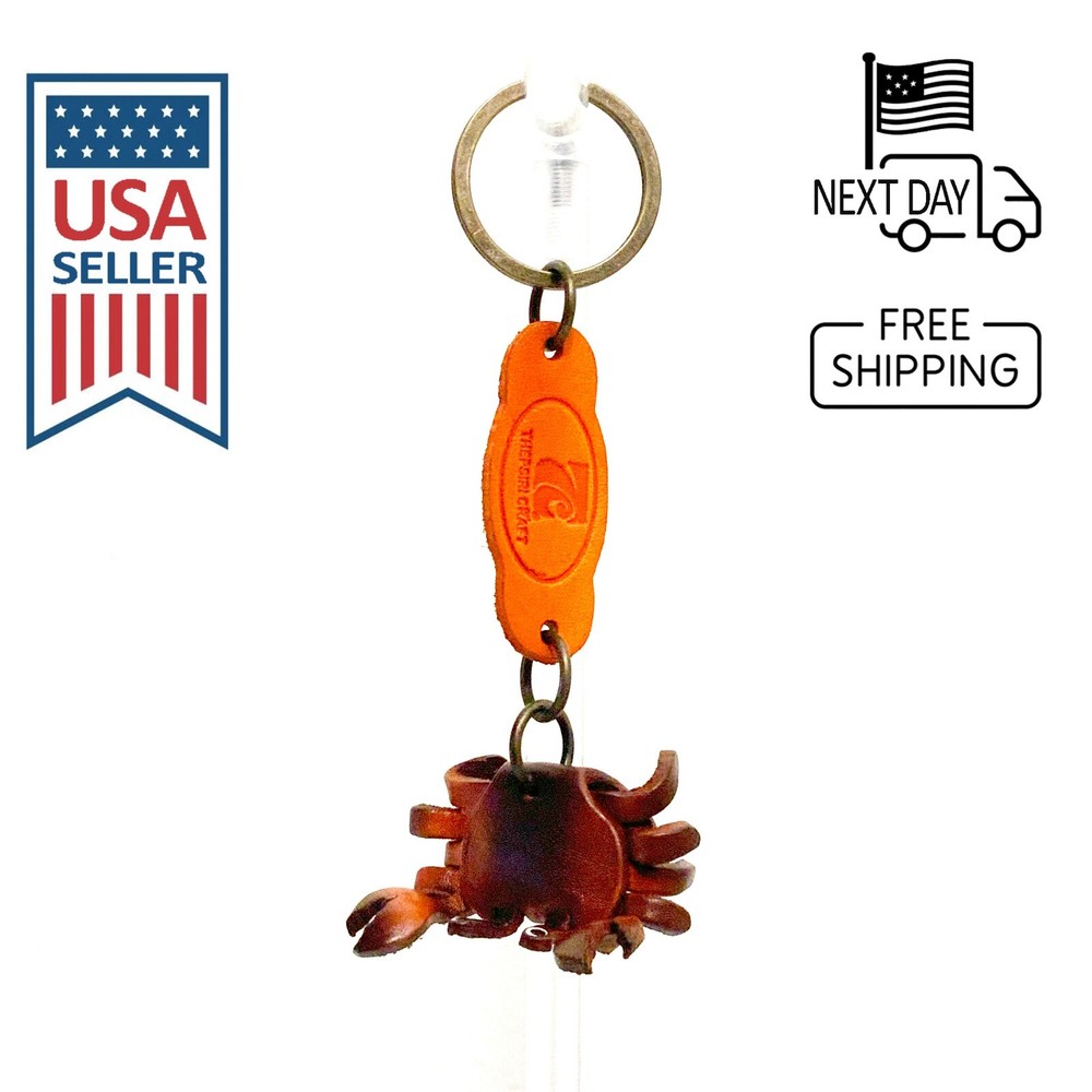Crab Handmade Leather Keyring #2