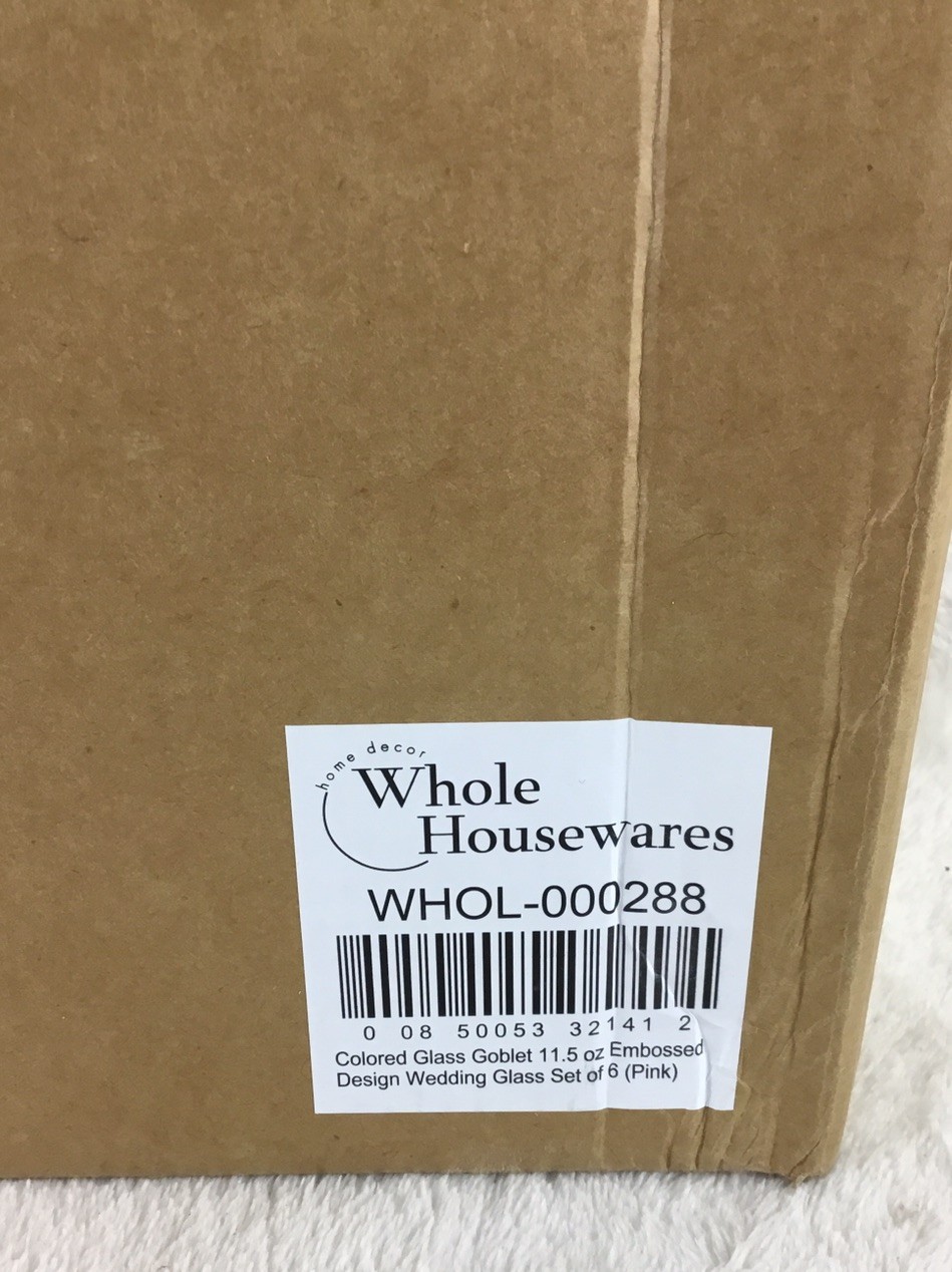 Whole Housewares Pink Coloured Glass Goblets Set of 6 Vintage 11.5 oz New!