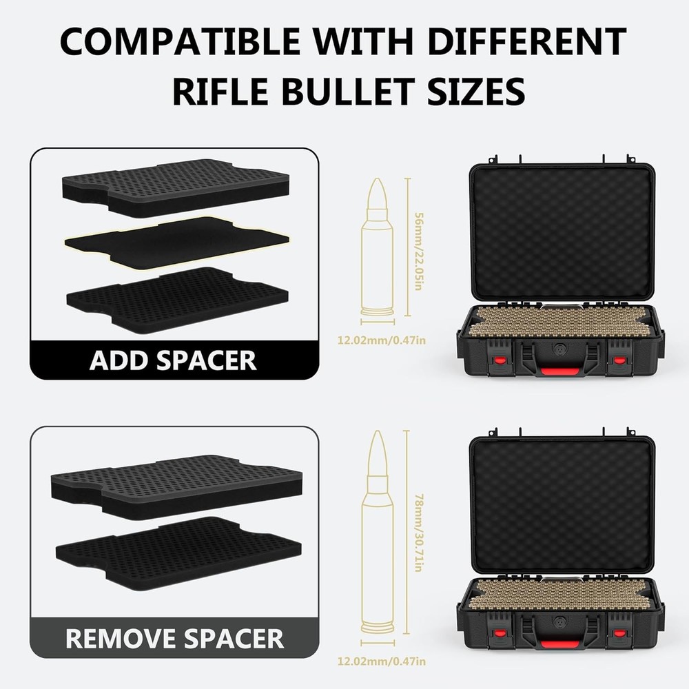 308 7.62x39 Ammo Box - Waterproof Double Stack Case - Mossberg Compatible