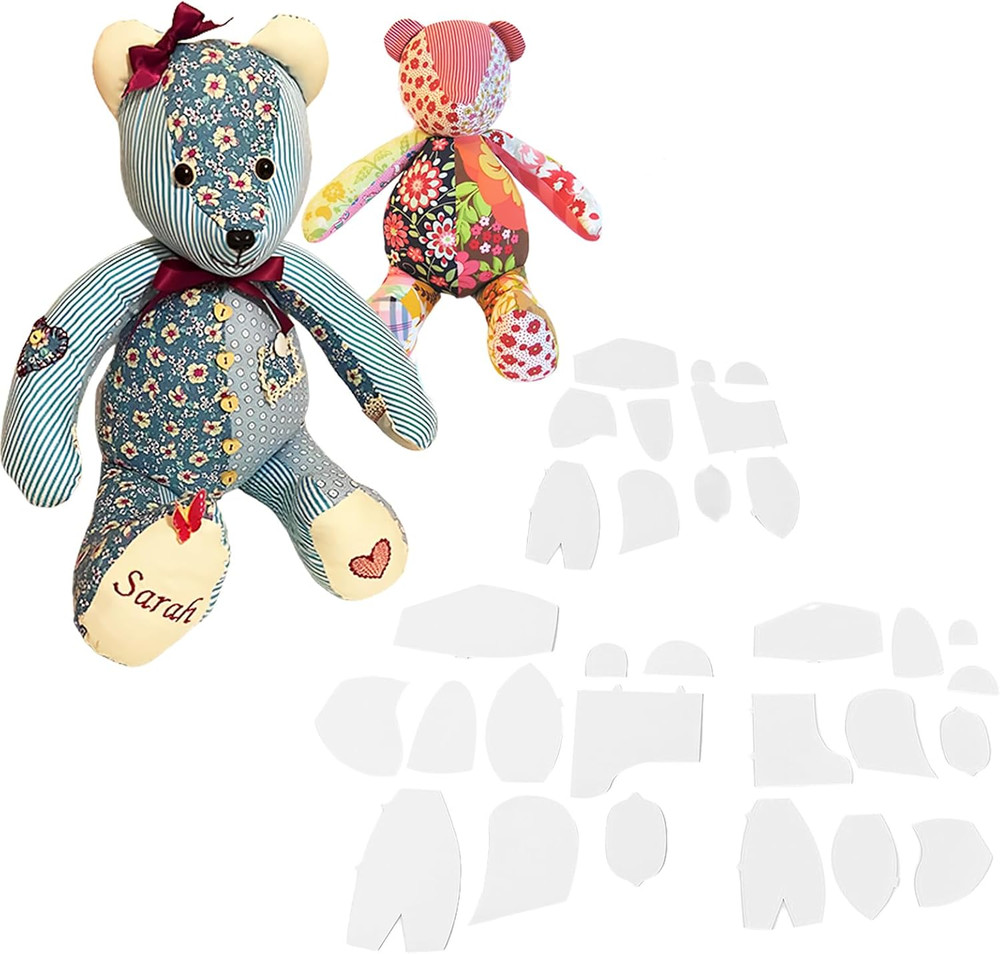 30 Pcs Memory Bear Sewing Patterns Template, Memory Bear Acrylic Template Ruler