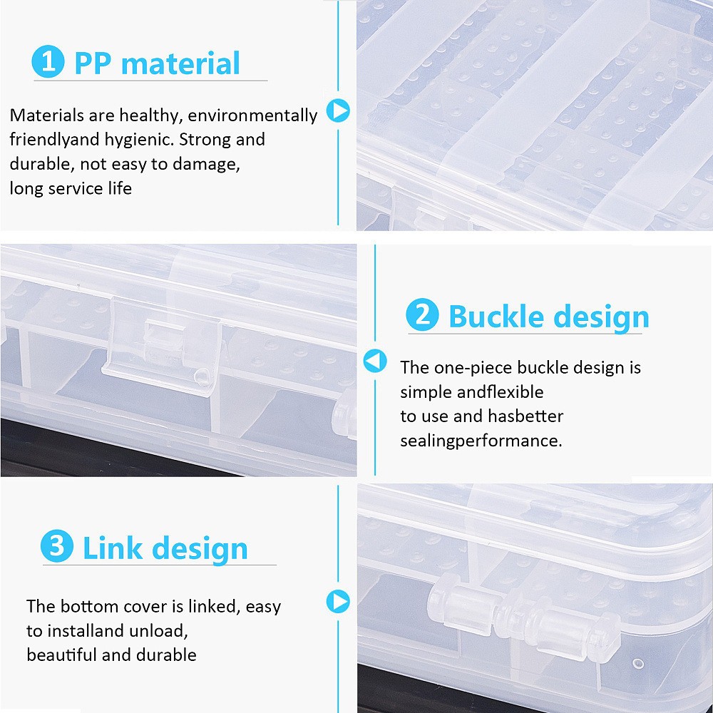 3pcs Double Layer Plastic Storage Container Portable Storage Organizer with 10