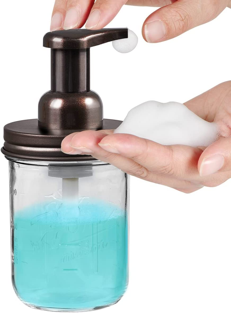 Mason Jar Bathroom Accessories Set - Includes Mason Jar Foaming Hand Soap