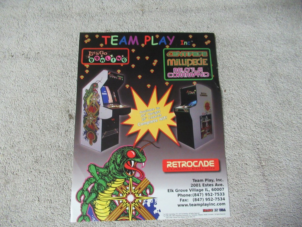 RETROCADE CENTIPEDE MILLIPEDE MISSILE COMMAND    ARCADE GAME  FLYER