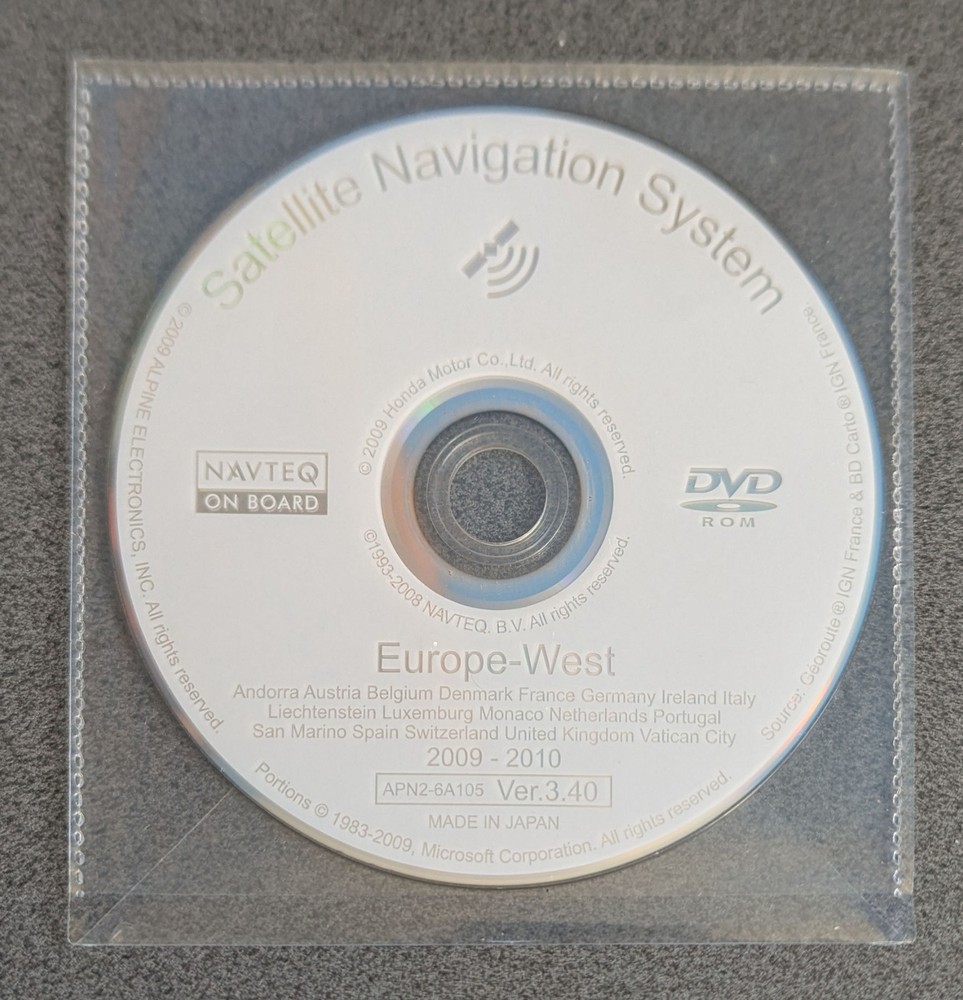 HONDA SAT NAV MAP NAVIGATION UPDATE DISC WEST DVD