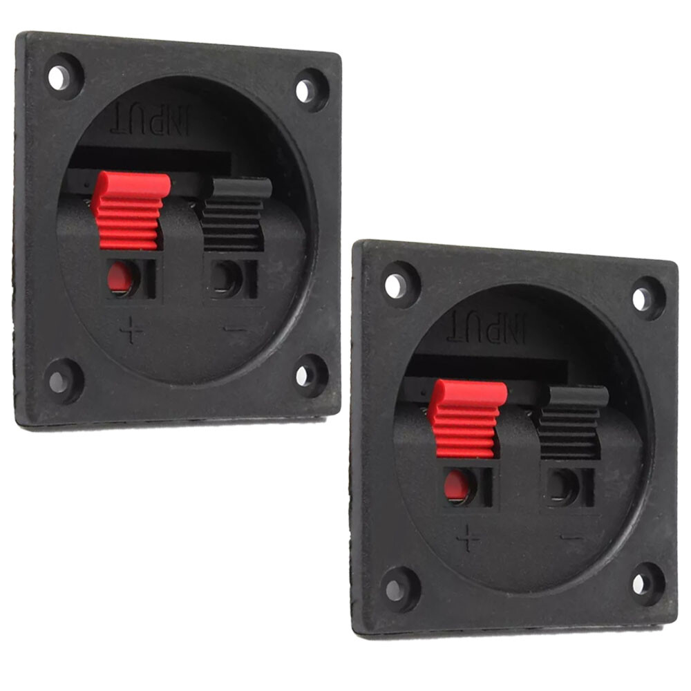 2PCS Subwoofer 2Wire Way Square Speaker Box Sub Push Spring Terminal Connector