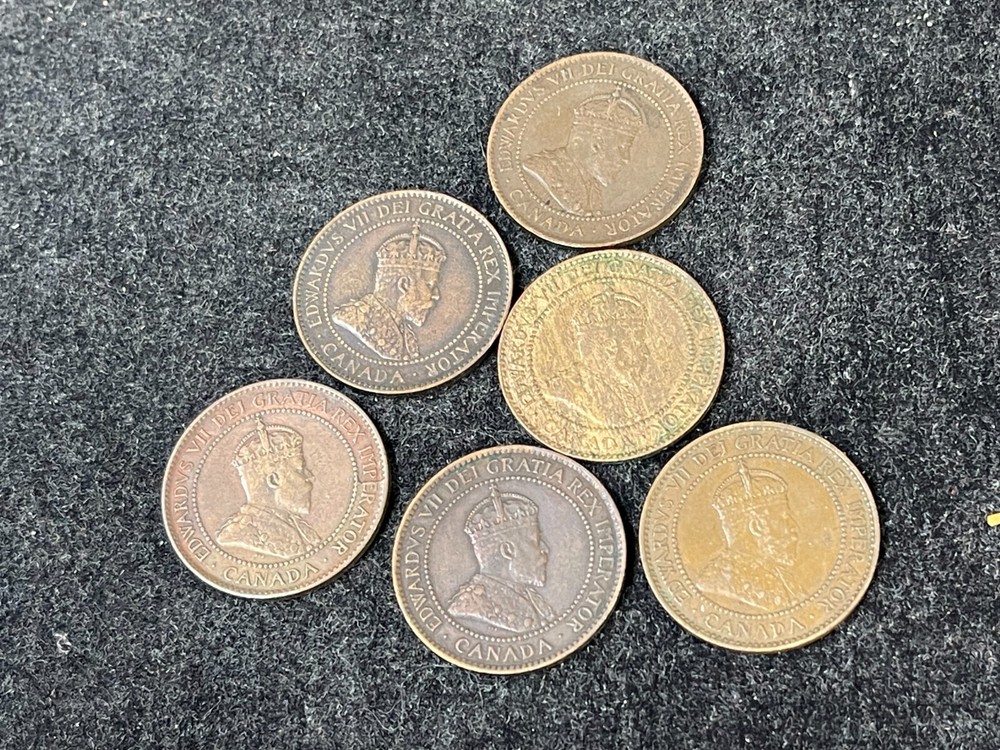 Assorted Canada Large Cent 6 Coins Lot Great Condition High Value