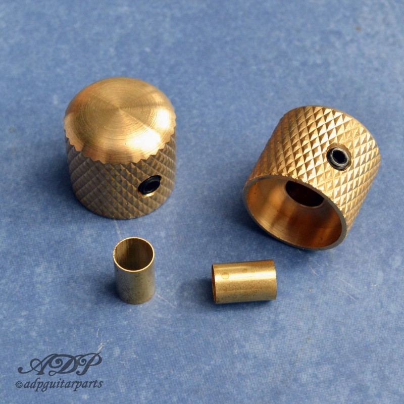 2 Tele Dome Knobs Brass 18mm 1/4