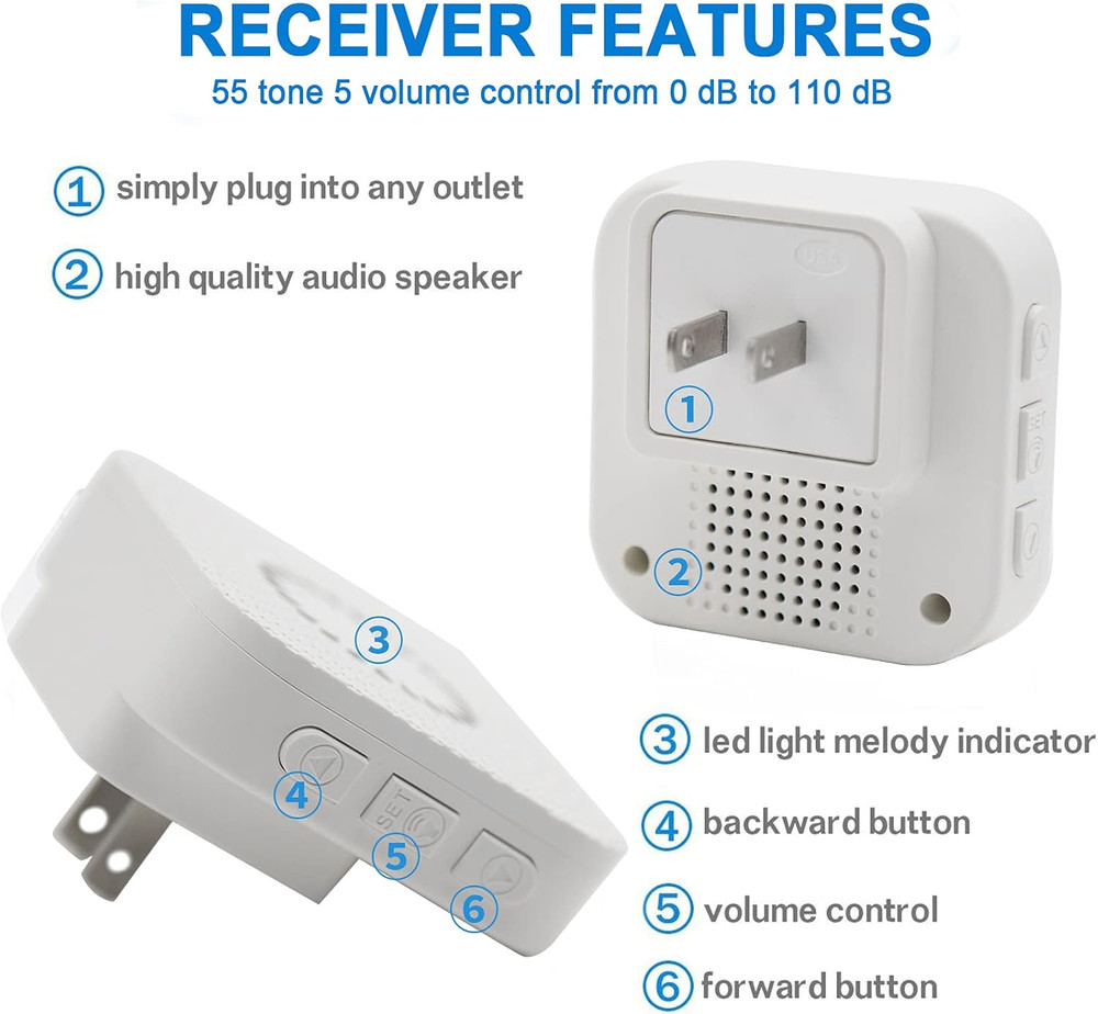 Wireless Caregiver Pager Waterproof Call Button Vibration Call Button for Elderl
