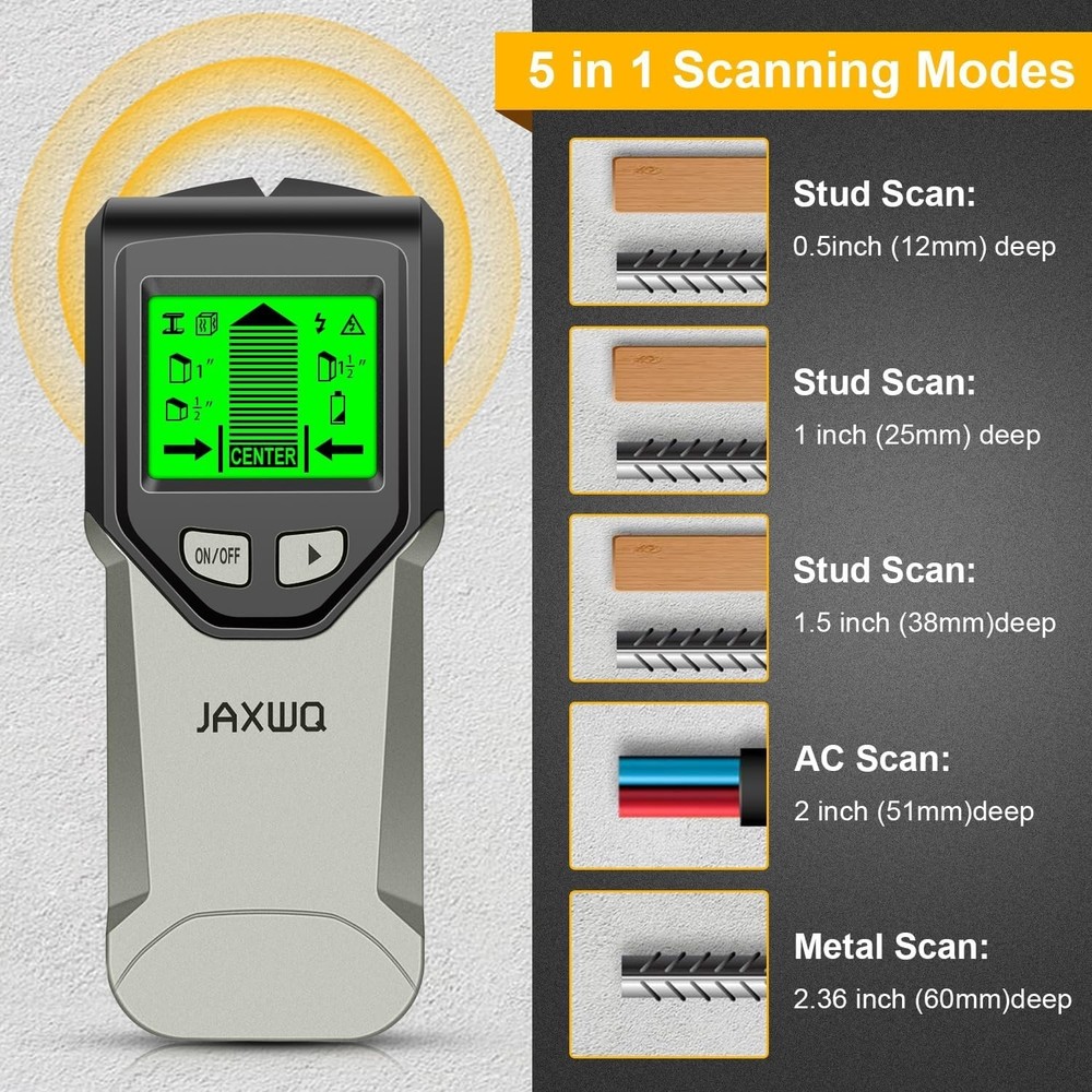 5-in-1 Wall Scanner with Bright LCD - Effortless Stud Detection Made Easy!