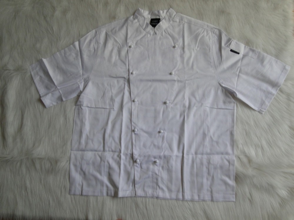 Unisex White Chef Jacket with Short Sleeves