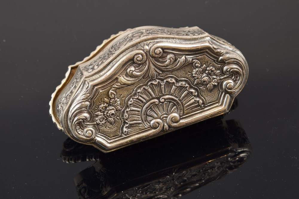 Carved silver box, 20th century.