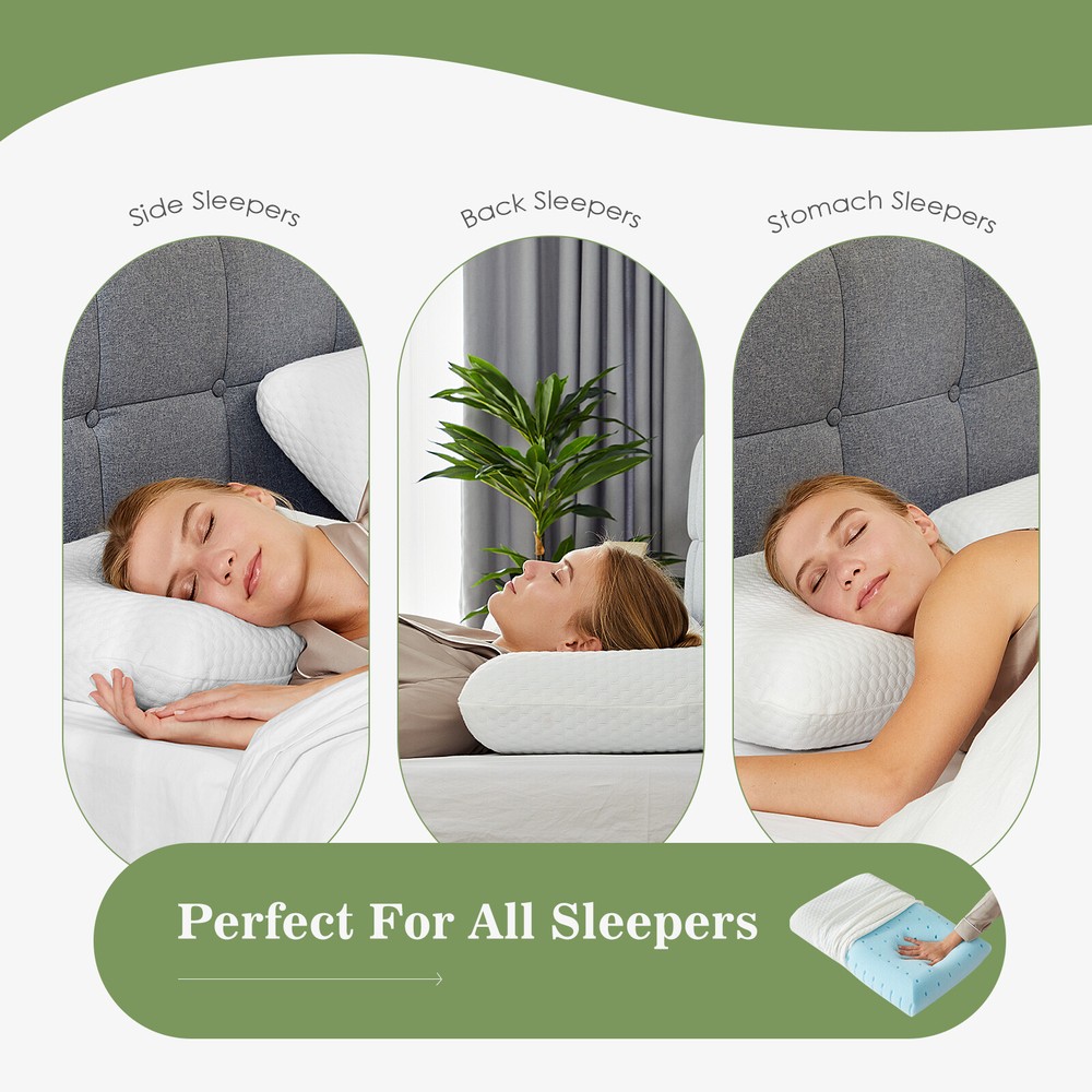 24" x 16" Size Memory Foam Pillow Side Sleeper, Removable Machine Washable Cover