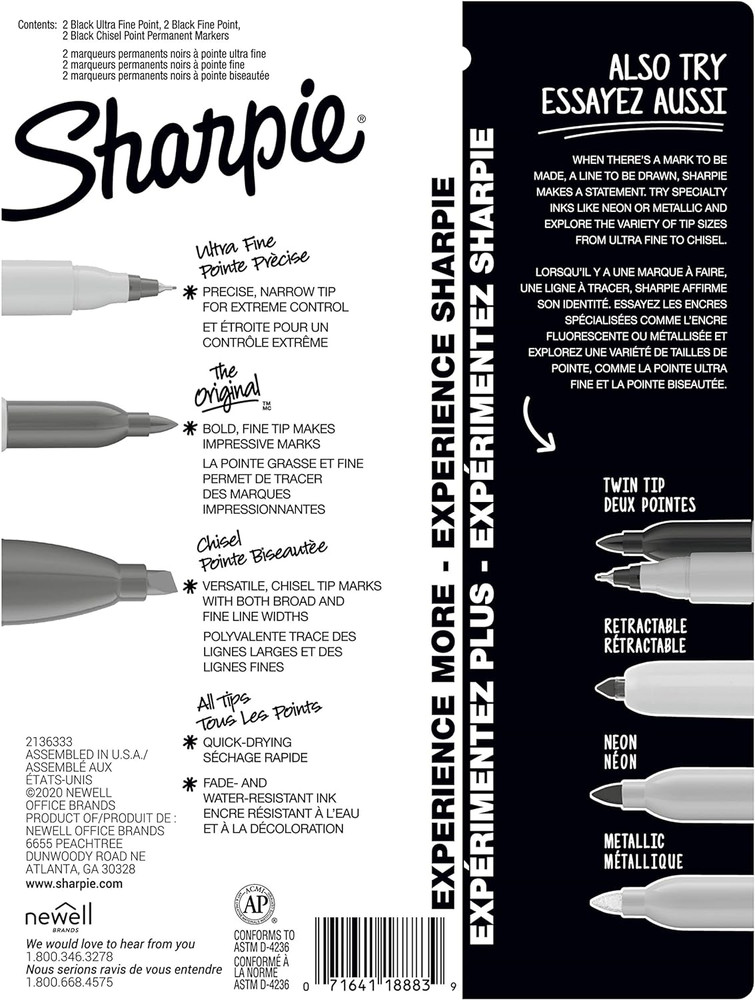 Permanent Markers Variety Pack, Includes Chisel, Fine, and Ultra-Fine Tips, Mark