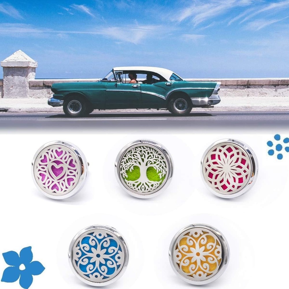 4 PCS Essential Oil Car Diffuser Vent Clip, Tree+heart+2 Flowers