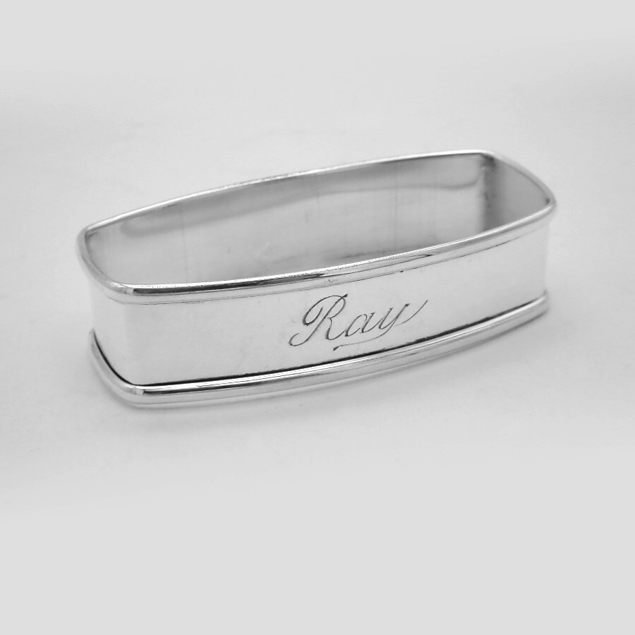 Rectangular Napkin Ring Webster Sterling Silver Mono Ray