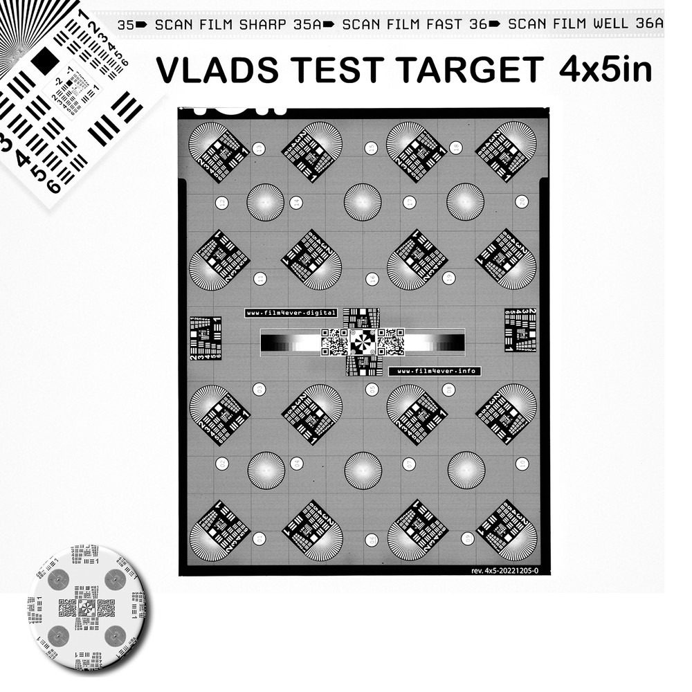 Hi Res 4x5 inch Focus/Sharpness  Checker Chart for Camera Scanning