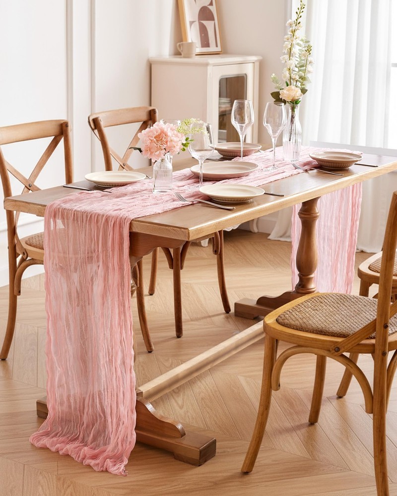 3Pack Cheese Cloths Table Runner, 120'' Boho Table Cloth Decorations for Part...