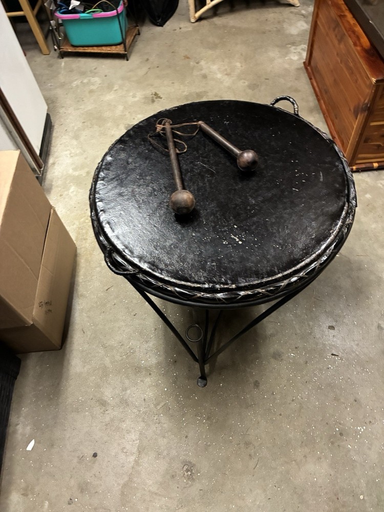 Vintage Drum End Table Good Condition