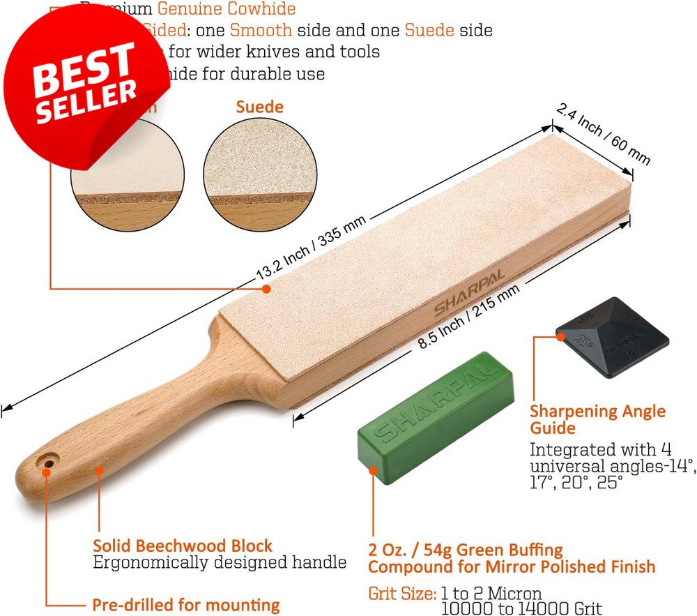 205H Double Sided Leather Strop Kit 13.2x2.4in Compound Angle Guide US