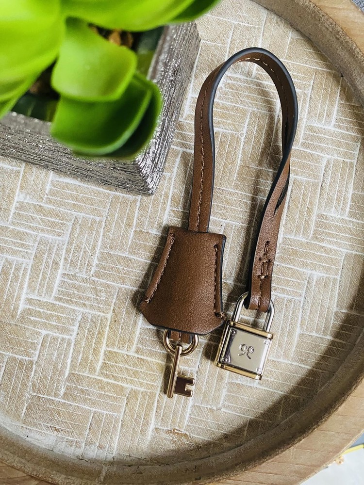 Leather Strap with Decorative Key and Lock Charm