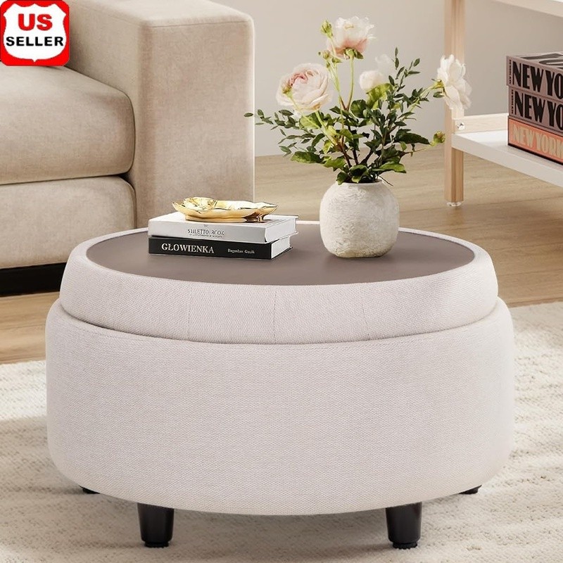 3-in-1 Multi-Functional Ottoman Footrest Hidden Storage Small Coffee Table New