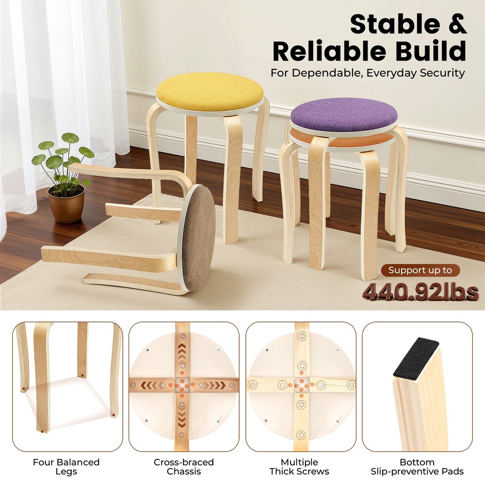 Stackable Stools, Stackable Round Stools, Set of 8 Stacking Wooden Stools NEW