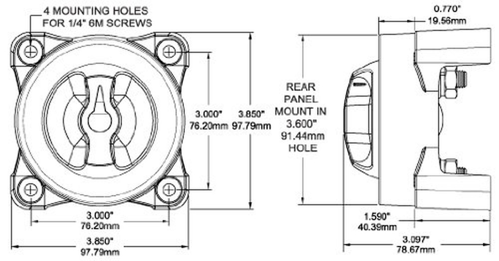 9001E E-Series Battery Switch, Selector 4 Position, Red