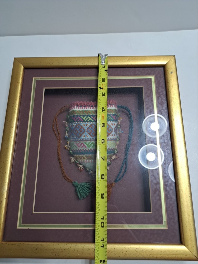 Vintage Framed Small Embroidered & Beaded Drawstring Purse/Pouch