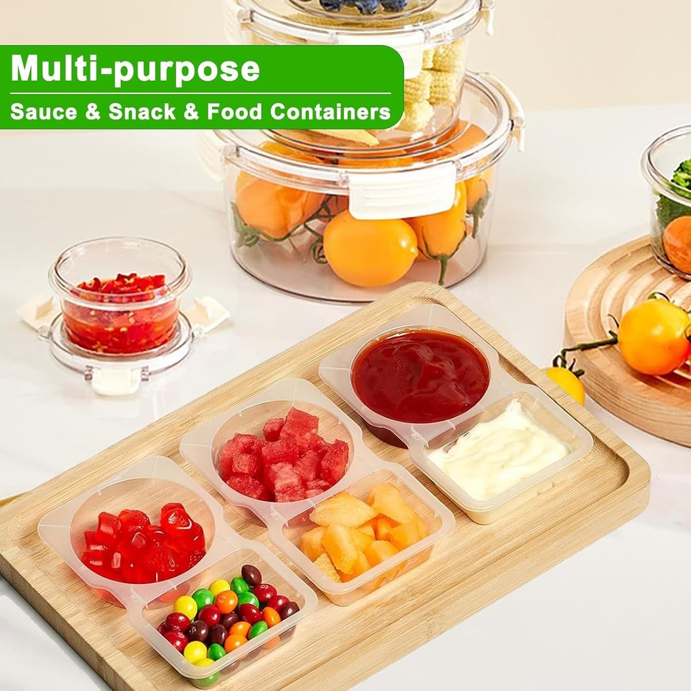 8 Sets Reusable Snack Containers with Lids, Double Compartment 8 PCS