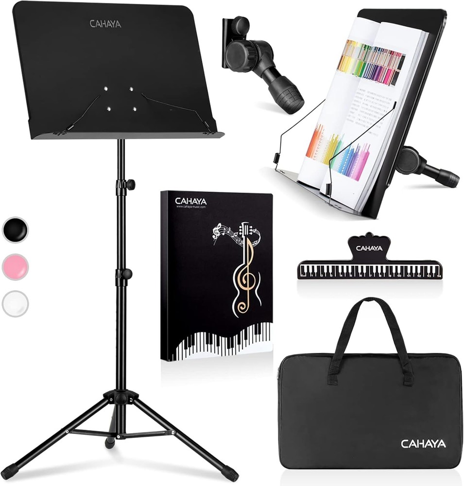 Adjustable Music Stand - Holds Thick Books & Tablets