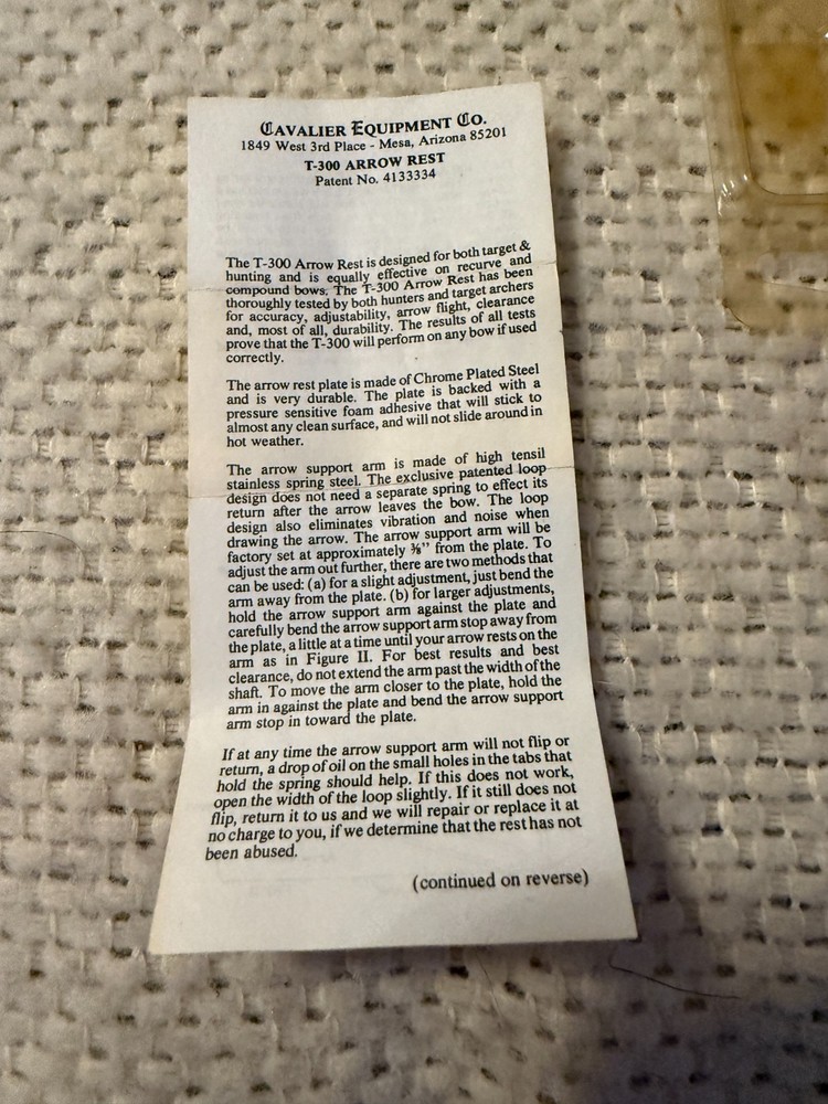 Cavalier Equipment Co Flipper Rest