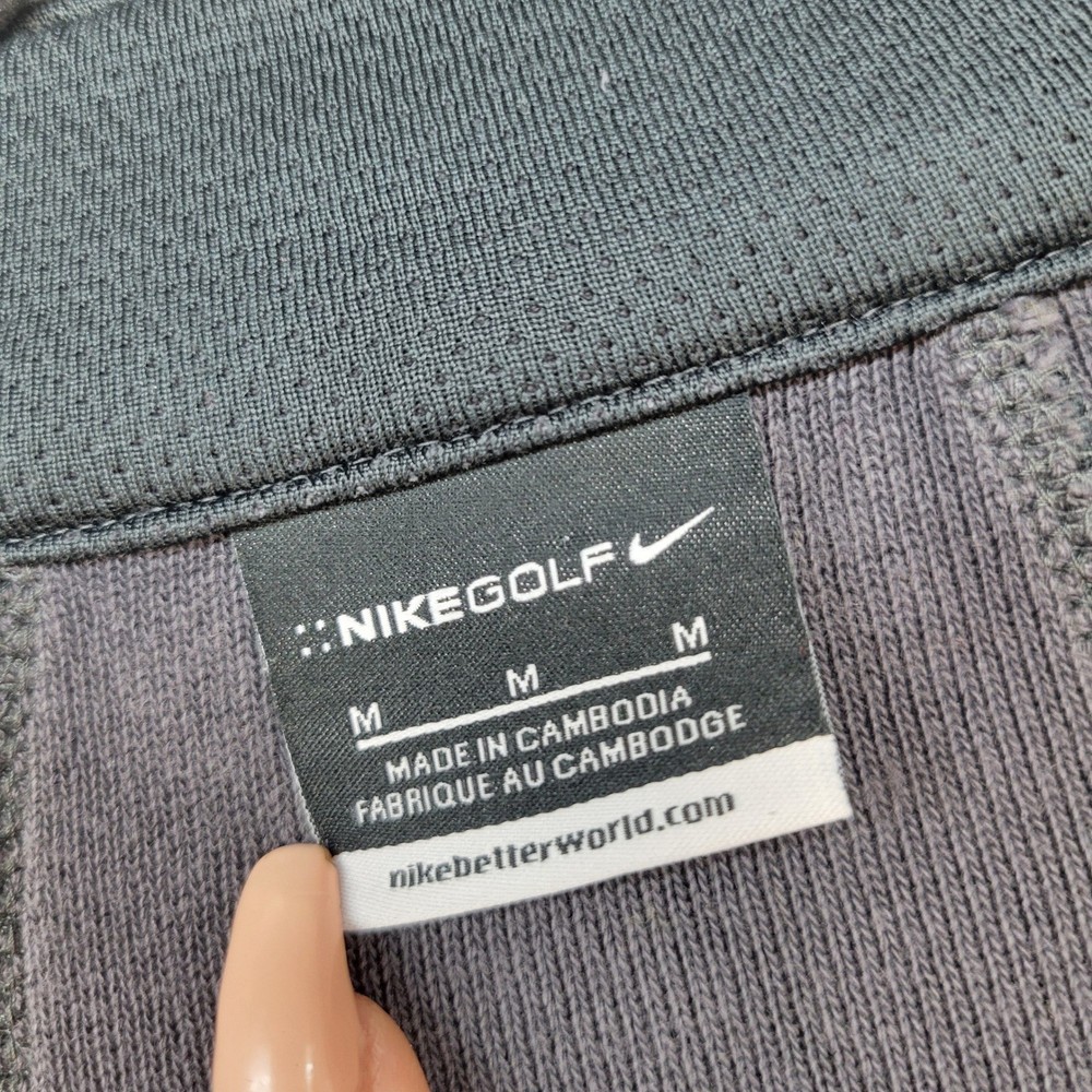 Nike Golf Quarter Zip Pullover Mens Medium Black Athletic Waffle Knit