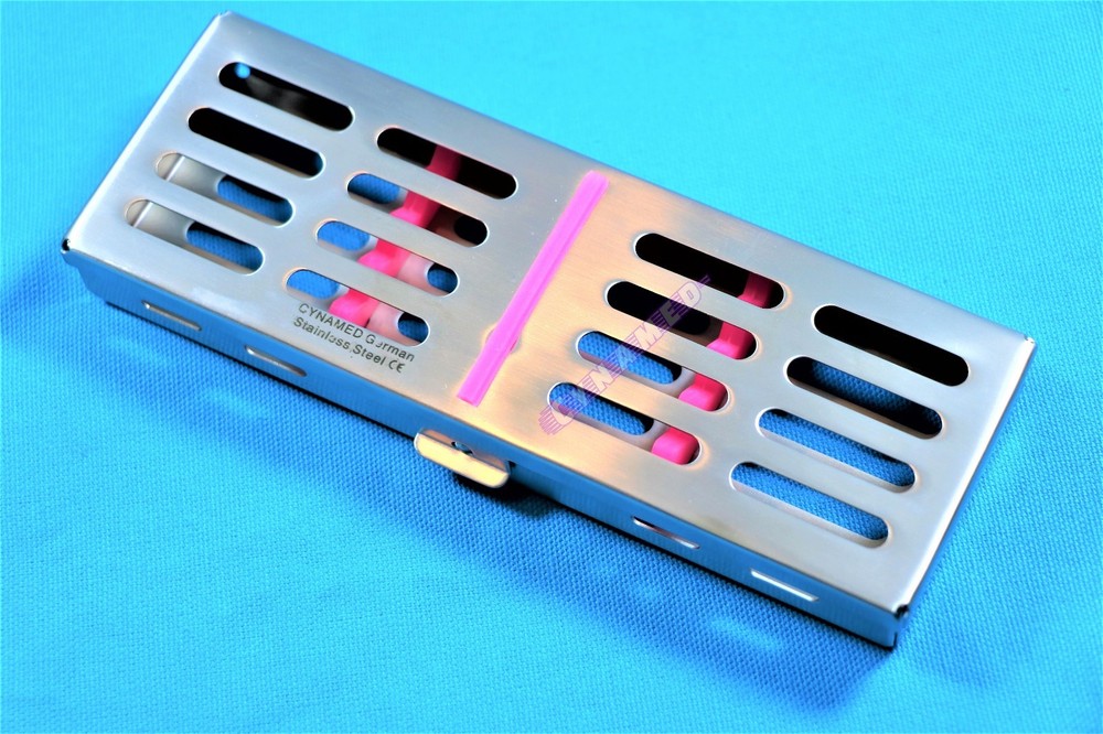 5EA PINK STERILIZATION CASSETTE RACK FOR 5 INSTRUMENTS GERMAN GRADE STAINLESS