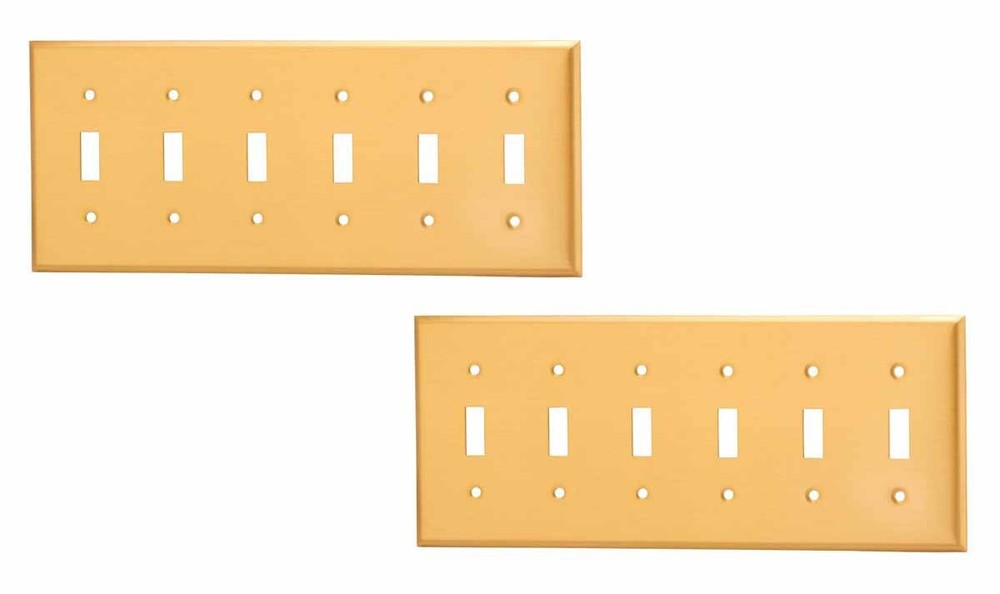 2 Switch Plate Brushed Solid Brass Six Toggle | Renovator's Supply
