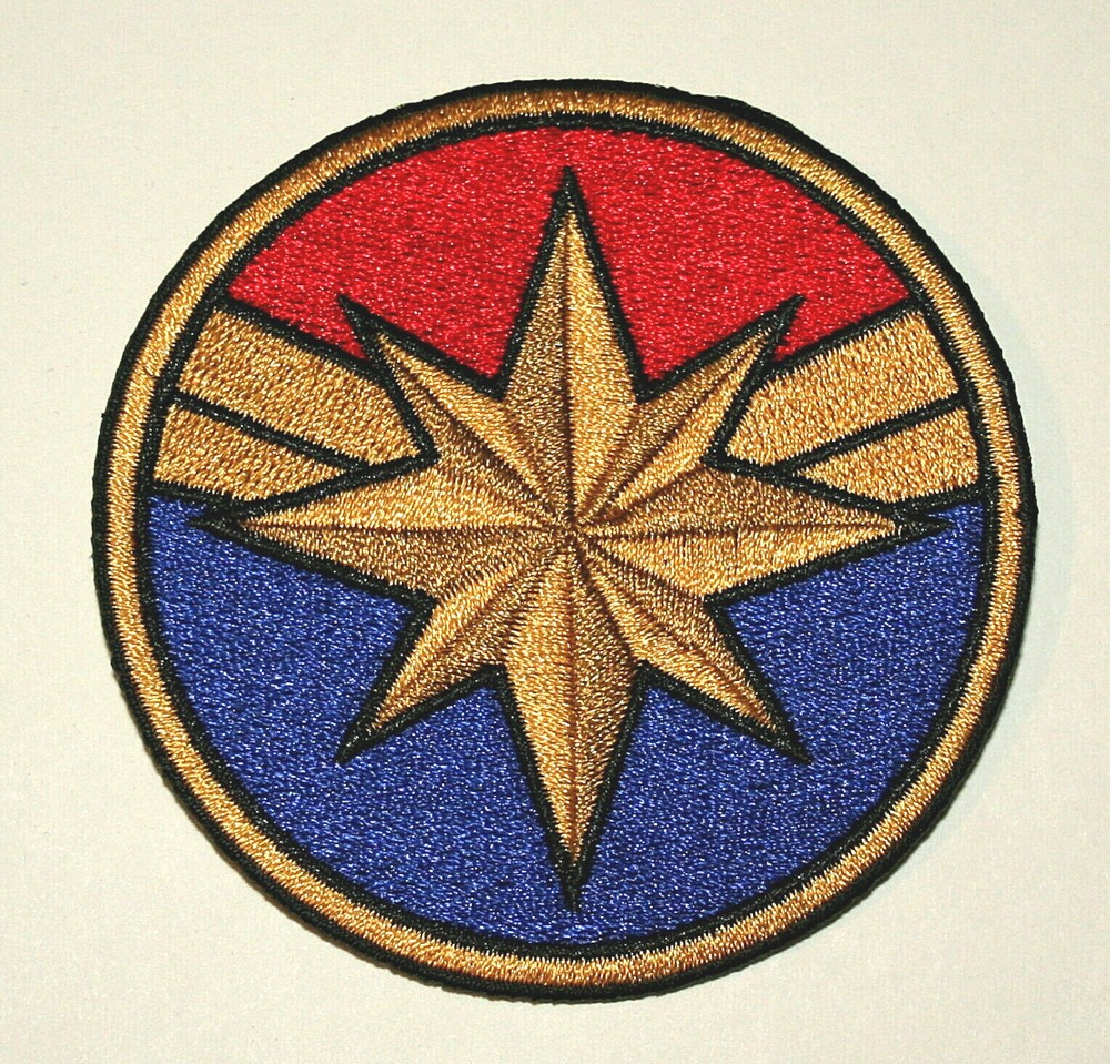 Official Captain Marvel Comics Logo Iron-On Cloth Jacket Patch New