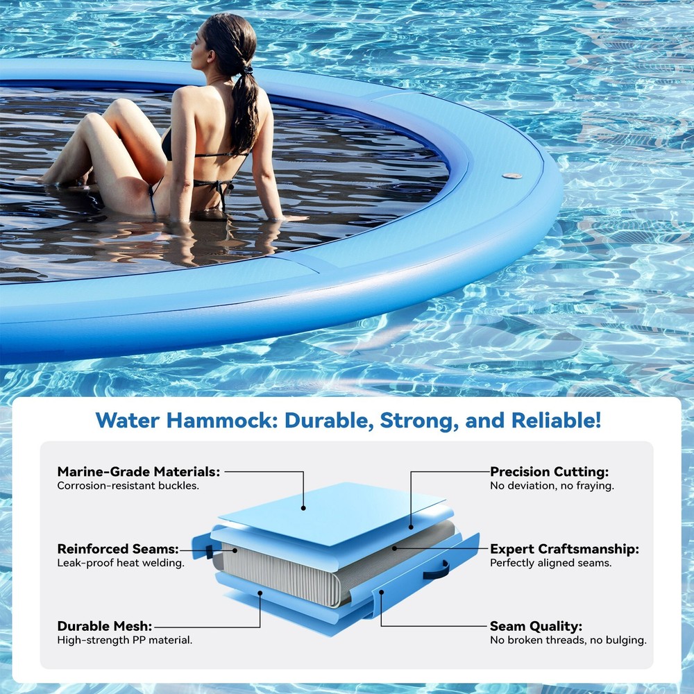 8’ Double-Ring Inflatable Dock, Sunchill Float Ring, Fits 7-8, Ideal for Lakes