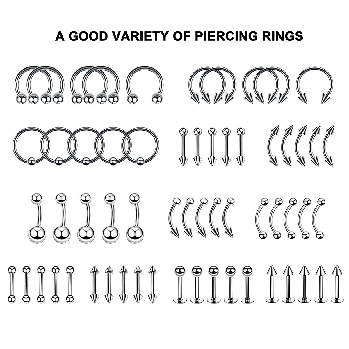 84 Pcs Professional Body Piercing Tool Kit Ear Nose Navel Nipple Needles Set