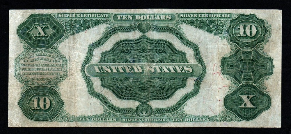 TOMBSTONE NOTE! 1891 $10 LARGE Size VF+ Silver Certificate!
