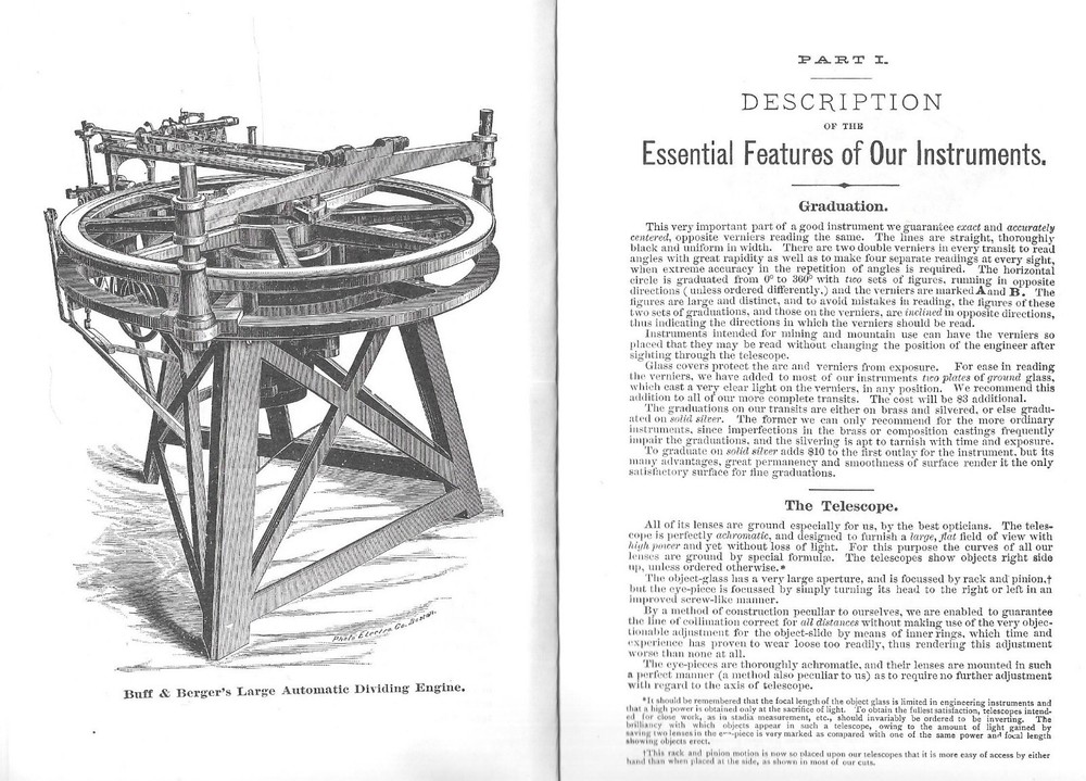 1897 BUFF & BERGER ENGINEERS' & SURVEYORS' INSTRUMENTS CATALOG
