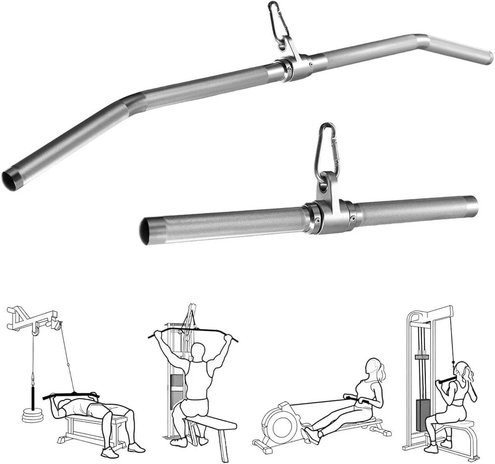 Cable Machine Attachment, Lat Pull down Bar, Lightweigh Aluminum Tricep Straight