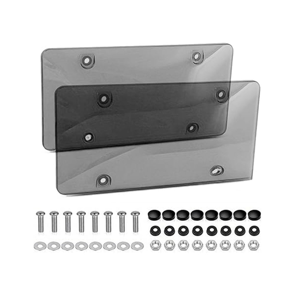 BLACK LICENSE NUMBER PLATE DECOR TRIM FLAT 2 PLASTIC TAG PROTECTOR FRONT REAR