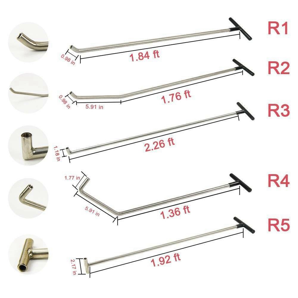 5 pcs Car Dent Repair Kits Paintless Puller Rods Removal Tools auto body