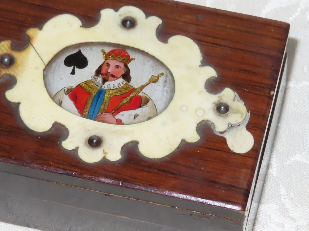 Antique Box For Playing Cards! Storage Box! Painted!