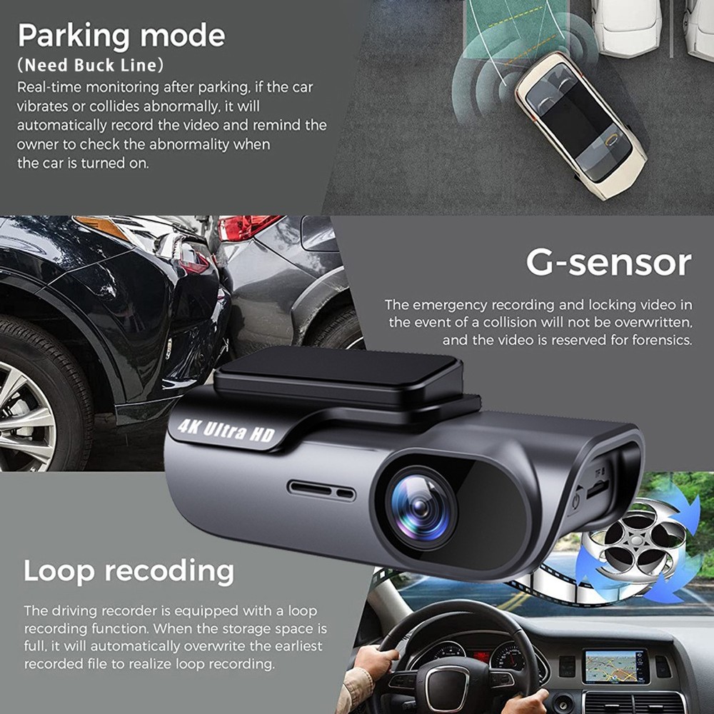 GPS 4K Dash Cam Wireless WiFi Front Car DVR Camera Video Recorder G-Sensor ..
