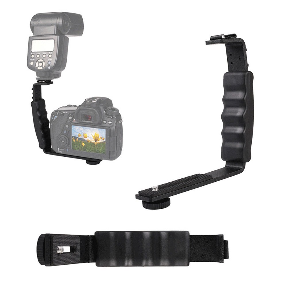 Professional L-Shaped Flash Bracket Fit for DSLR Cameras with 1/4" Thread