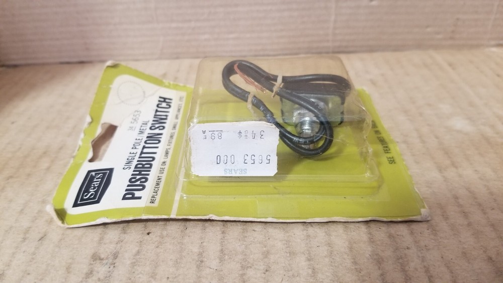 Sears 34_5653 Single Pole /Metal Push Button Switch , NOS-Damaged packaging