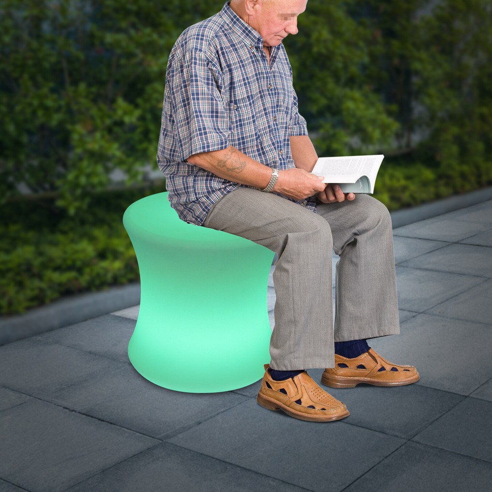 LED Drum-shaped Stool, Stool with Rechargeable LED Light, Ambient Lighting