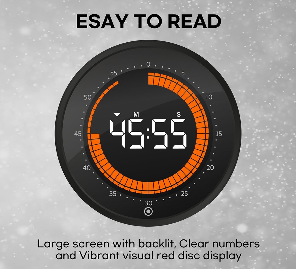 Visual Digital Timer - 60 Min Countdown & Count Up, Large LED Screen with Red...