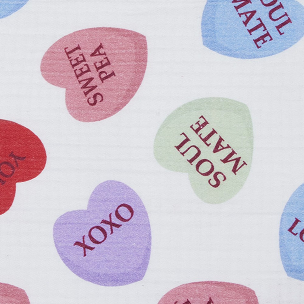 Conversation Hearts Table Runner Cotton