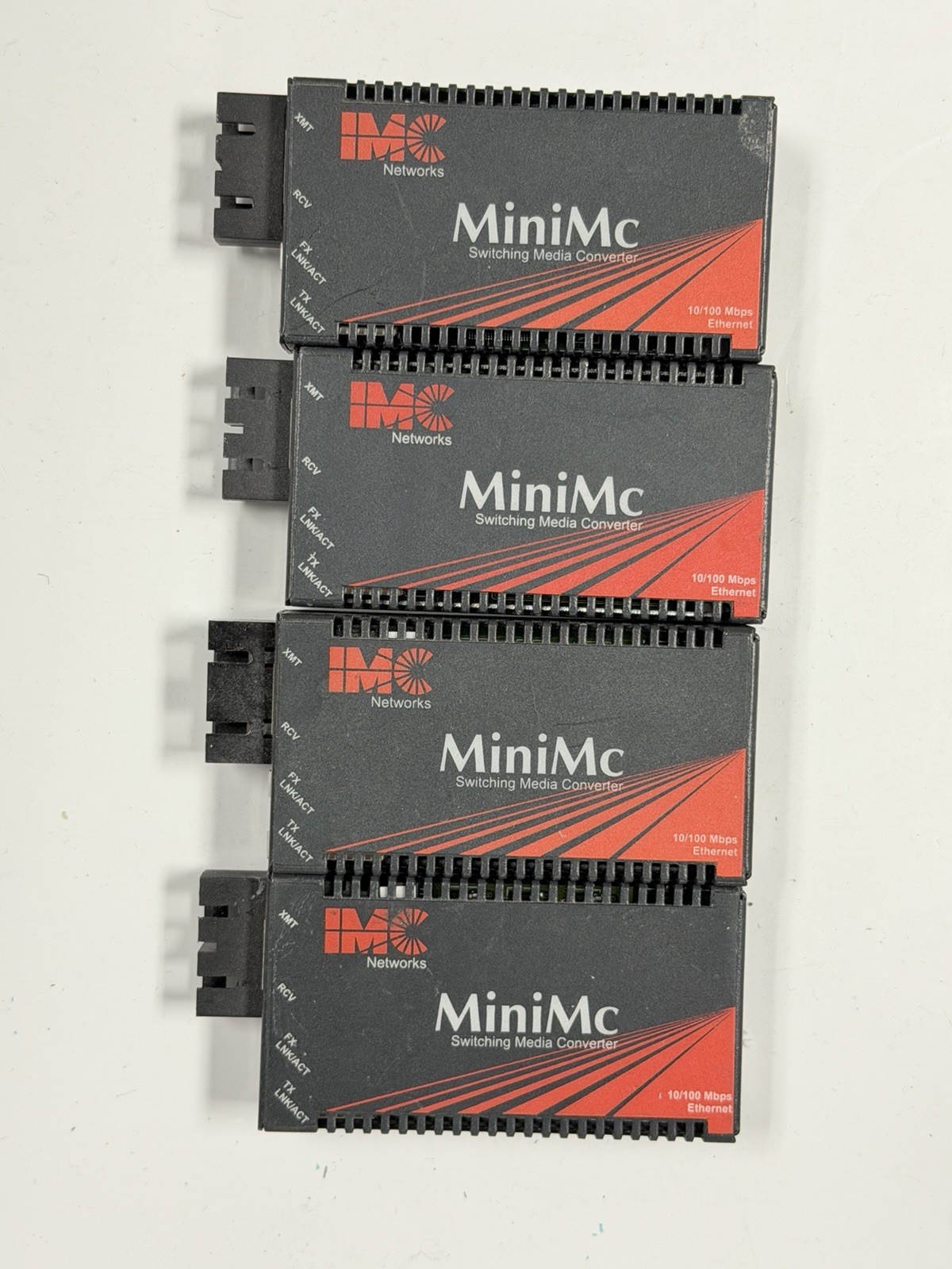 Lot Of 4 IMC MiniMc Fiber / Ethernet Switching Media Converter (10/100/ mbs)